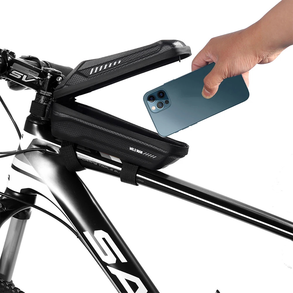WILD MAN MTB Bike Top Tube Shell Cycling Pouch Bicycle MTB Bike Front Frame Storage Bags Waterproof Hard Shell Pouch 250610