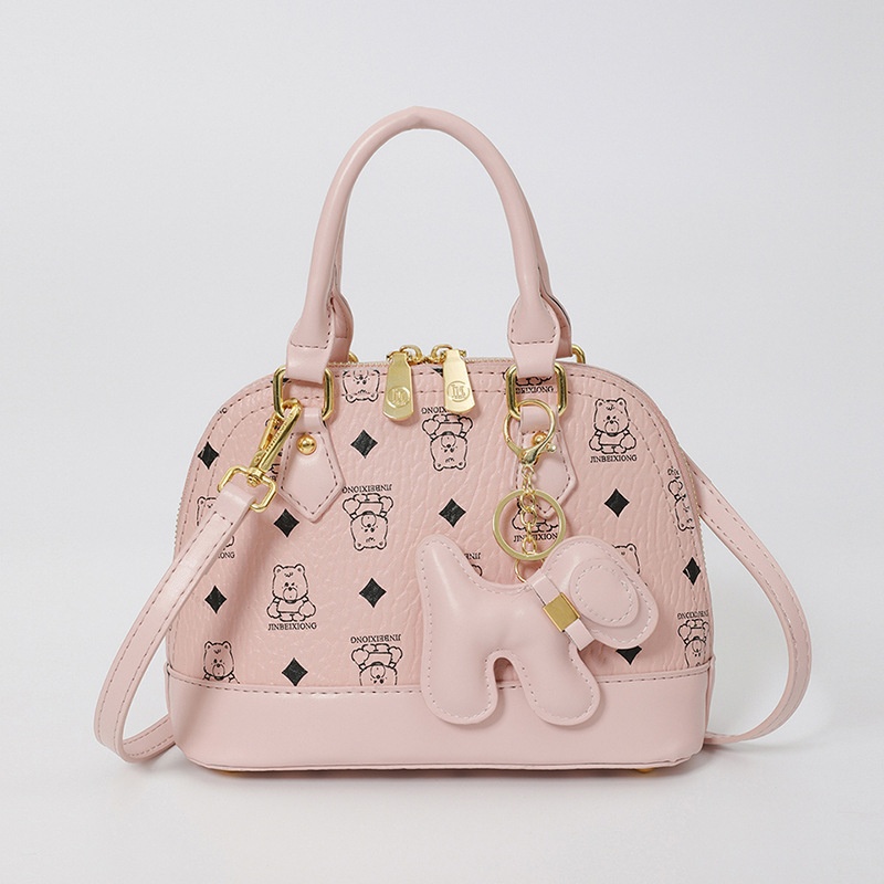 Free Shipping 2025 Designer Women's Luxury New Bear Printed Fashion Style Handbag Small Bag Crossbody Bag pink