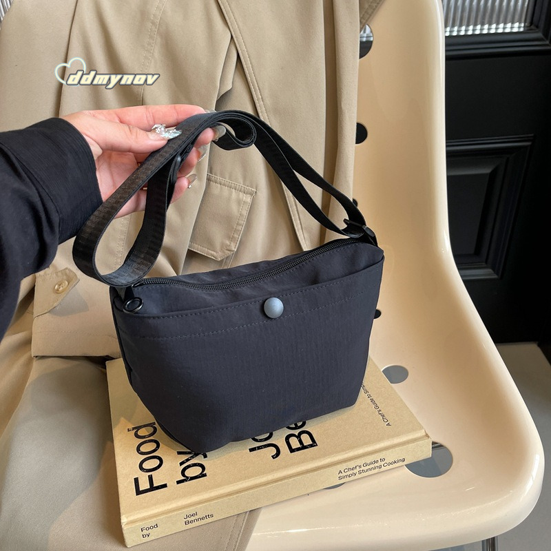 Canvas Women Summer 2024 New Niche Fashion Simple Shoulder Crossbody High-end Dumpling Bag for Ladies ddmynov