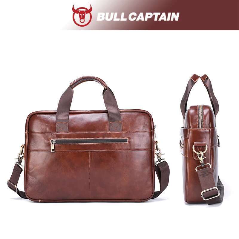 BULLCAPTAIN Men Briefcase Bag High Quality Business Leather Shoulder Messenger Bags Office Handbag 14 Inch Laptop Bag