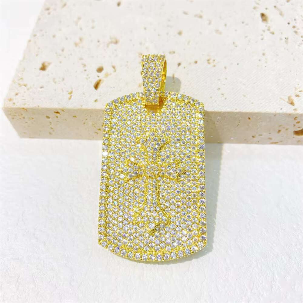 S925 Silver Moissanite Hip-Hop Fashion Custom Full Diamond Square Pendant for Necklace