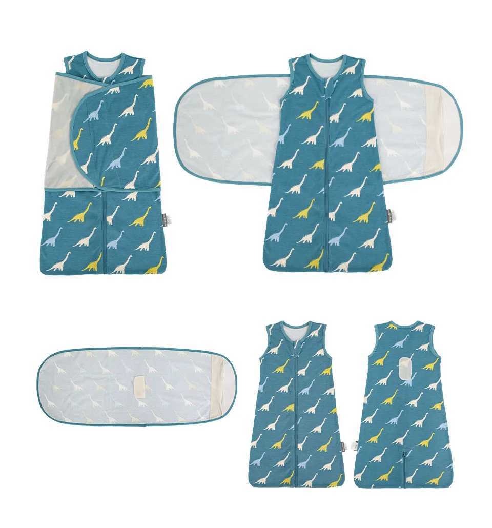 100% Cotton Sleepsack Swaddle 3-Way Removable Adjustable Wearable Blanket Cartoon Dinosaur 0-6 Months Baby Sleeping Bag Tog1.0 y250610B9UI