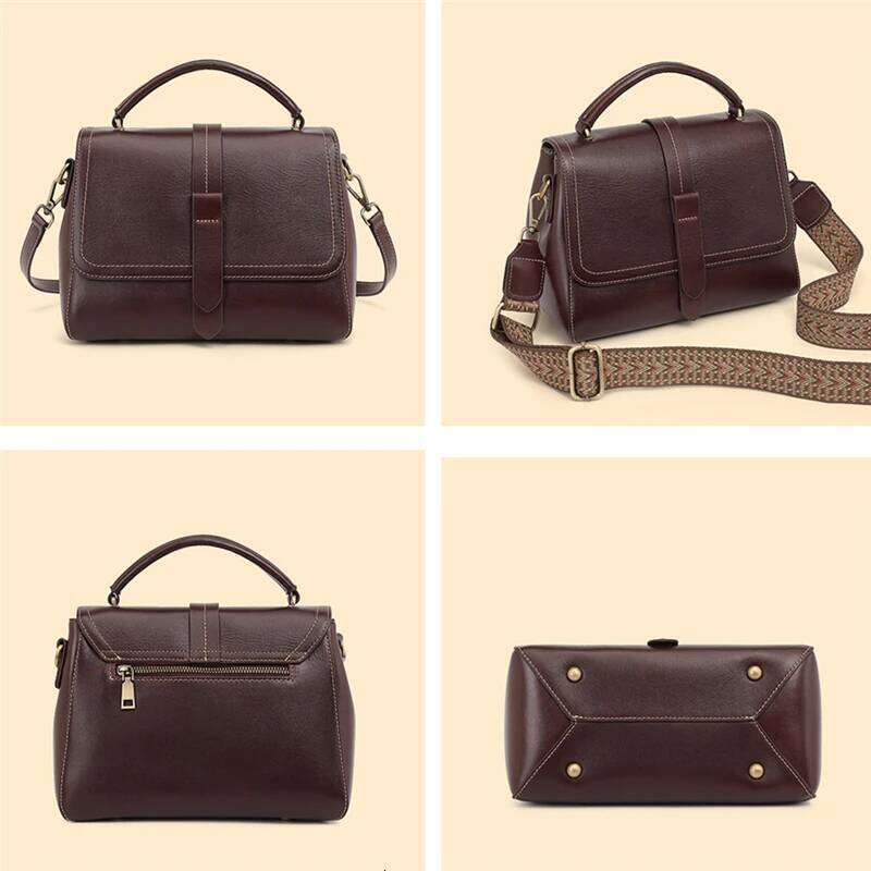 Designer Bag Burminsa Cowhide Genuine Leather Shoulder Bags For Women Trend Designer Wide Strap Crossbody Purses Tote Ladies Handbags