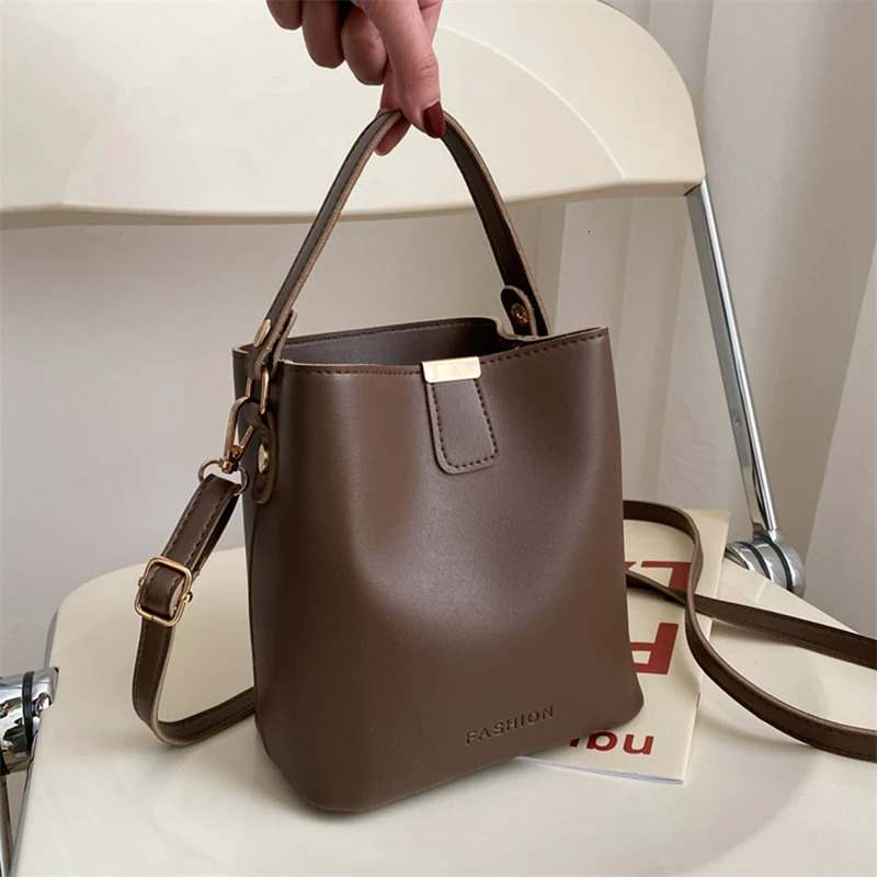 Women Bucket Shoulder Bag Crossbody Handbag Fashion Simplicity High-capacity Ladies PU Leather Bag Female Handbags 250606