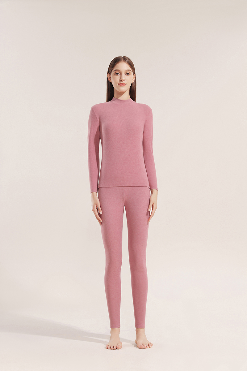 Women's semi-high neck thermal underwear skin-friendly high elasticity bottoming set