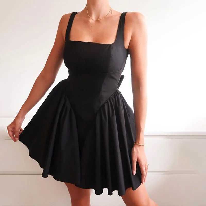 2025 Women Summer New Y2K Bubble Halter Mini Dress Elegant Summer Sleeveless Tie-up Backless Corset Evening Party Short Dress XJ250610