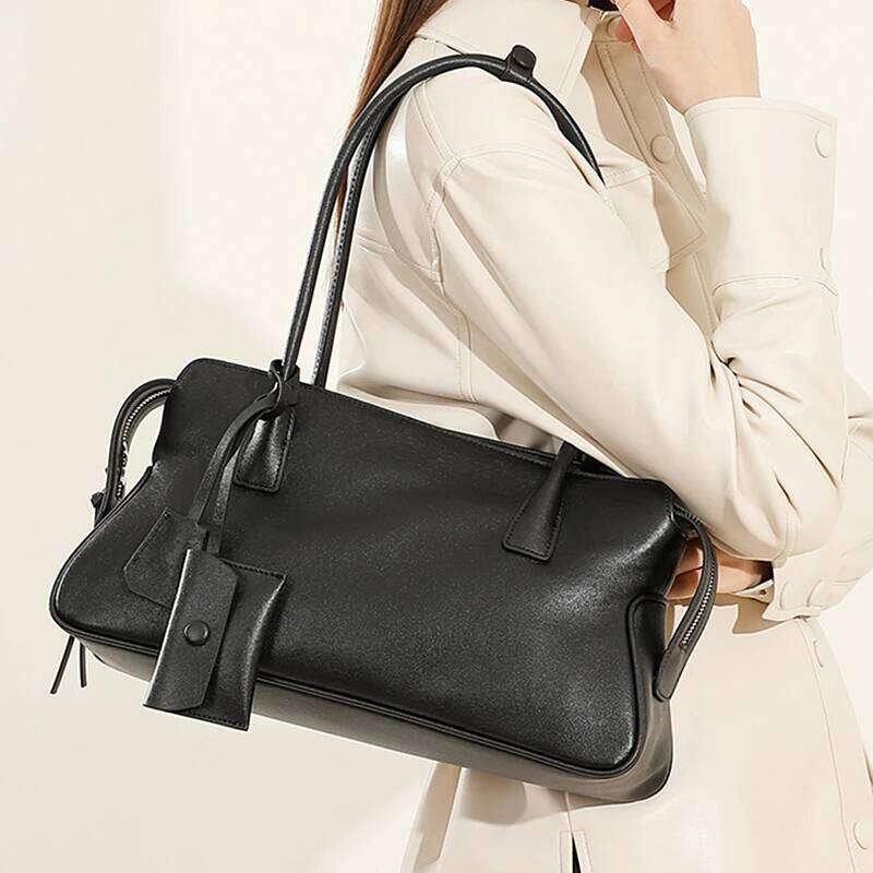 Designer Luxury Burminsa Cowhide Genuine Leather Underarm Shoulder Bags For Women 2025 Designer Top Handle Bowling Tote Ladies Handbags