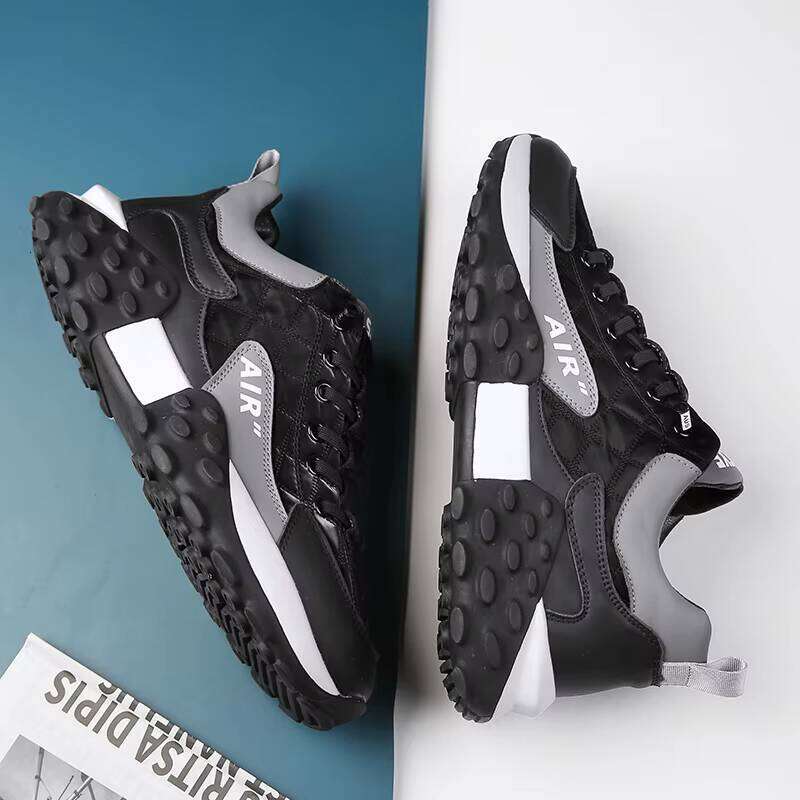 Fashion Knitting Fabric Thick Running Sneakers Light Breathable Large Size Jogging Casual Men Shoes