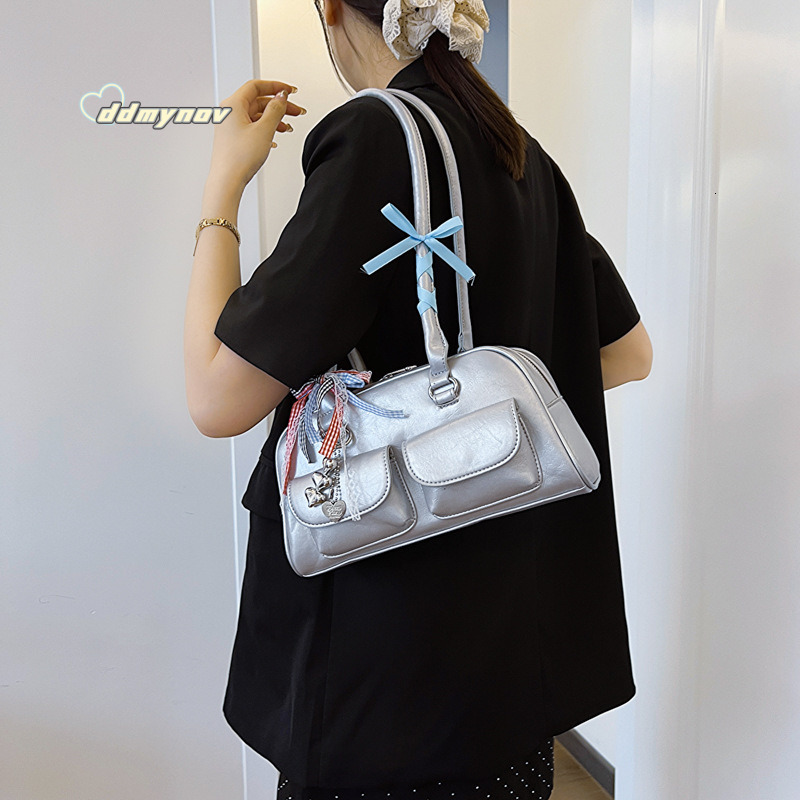 Yunzhen Same Style Bowling Ball Underarm 2025 New Y2K Trendy Girl Motorcycle Ins Niche Shoulder Bag ddmynov