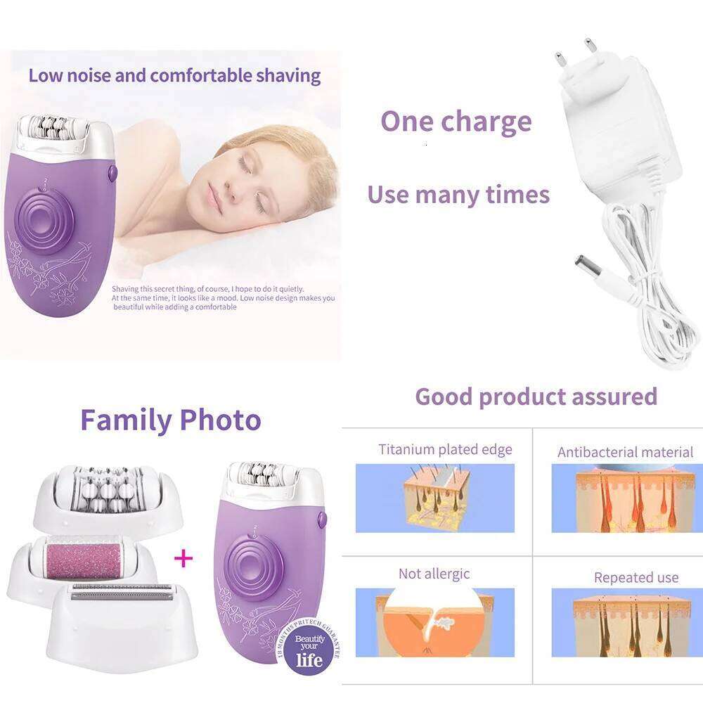 Electric Women's Axillary and Leg Hair Remover Shaving Three in One Foot Grinder
