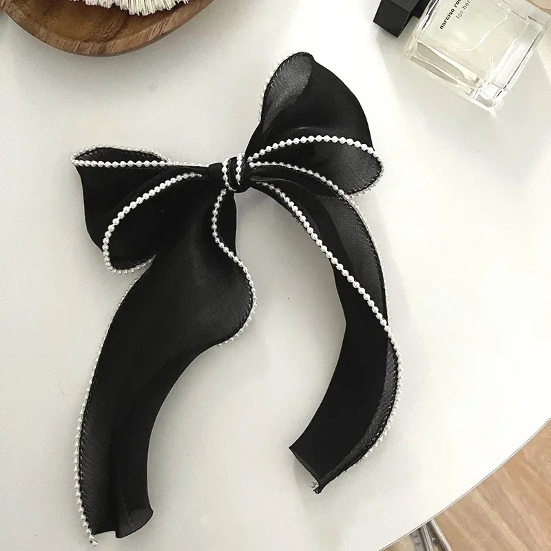 Bow Hair Clip Women Cute Bowknot Riband Hairpin Barrettes Girls Solid Color Ponytail Clip Hair Accessories Headwear Gift 250610