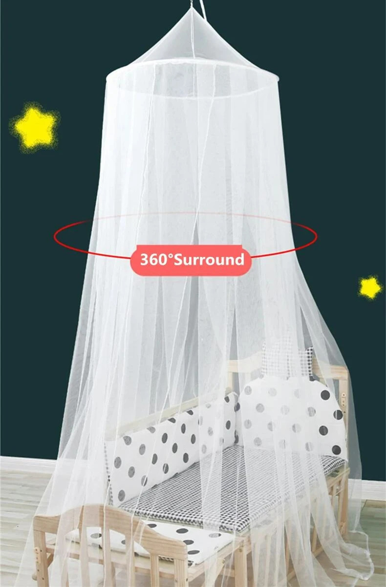 Baby Crib Hung Dome Mosquito Net with LED Light Princess Girls Fly Insect Hanging Tulle Curtains Canopy for Children Room 250604z