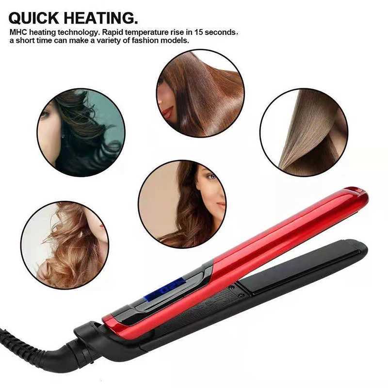 Hair Iron Flat 2-in-1 ceramic coating Hair straightener comb hair Curler beauty care Iron healthy beauty curling irons flat iron W250610