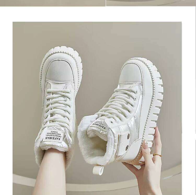 Women's Plush Cotton Winter New Boots with Thick Sole Increase and Casual Versatile High Top Shoes