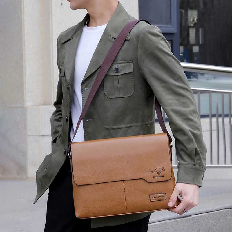PU Leather MenS Briefcase Male Executive Document Shoulder Vintage Business Work Messenger Crossbody Side Designer Caddy Bag W250610