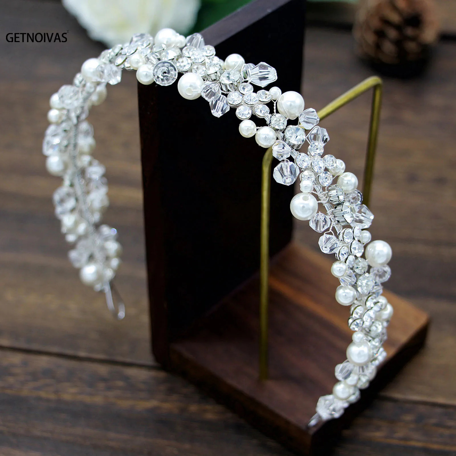 Bridal Wedding Headbands Full Pearl and Rhinestones Tiaras Hairbands For Women Bride Bridal Wedding Hair Accessories Jewelry 250610