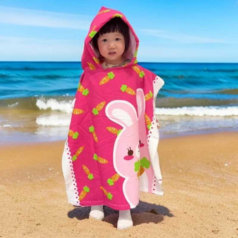 Childrens Hooded Bath Robe Toddler Quick Dry Microfiber Towel with Cartoon Digital Print Soft Wearable Bath Towel for Kids y250610MMF7