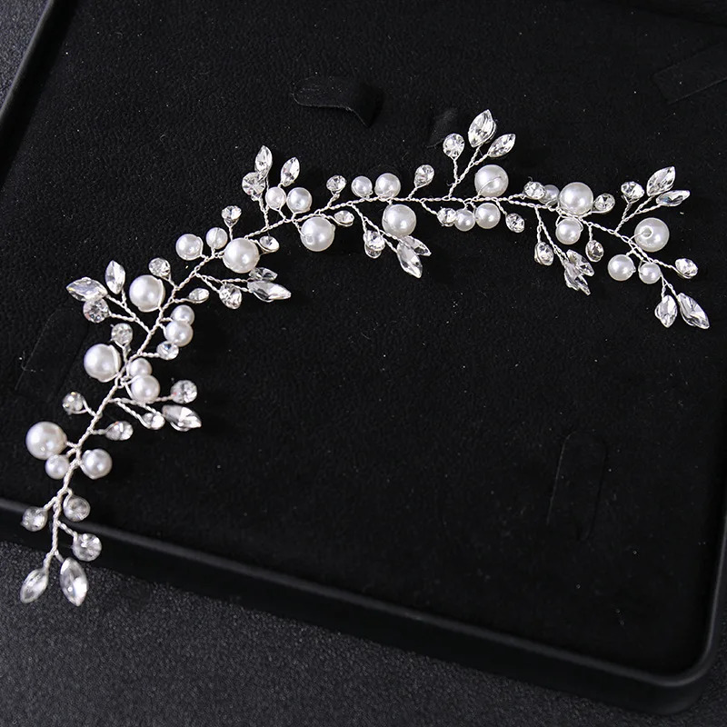 Wedding Crystal Hair Vines Flower Leaf Headpieces Handmade Pearls Crystal Headbands Prom Bridal Wedding Hair Accessories Jewelry 250610