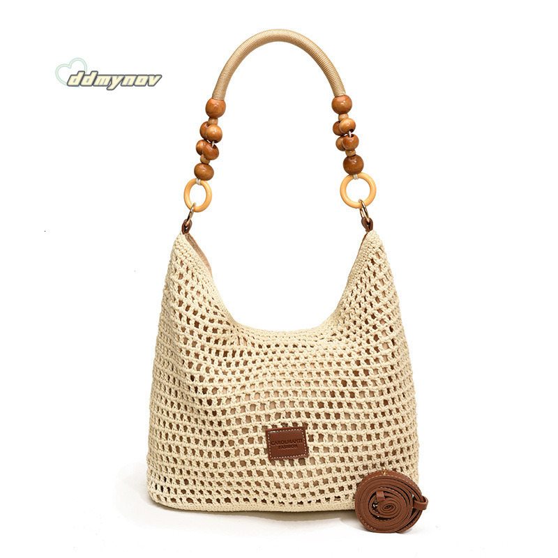 Beach Vacation Woven for Women 2025 New Hollow Knit Handbag Large Capacity Shoulder Underarm Bag ddmynov