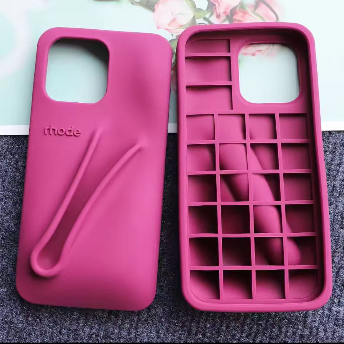 Autumn Edition New Rhode DIY Lipstick Lip Holder Soft Silicone Case for IPhone 16 15 14 13 12 11 Pro Max Plus Phone Stand Cover