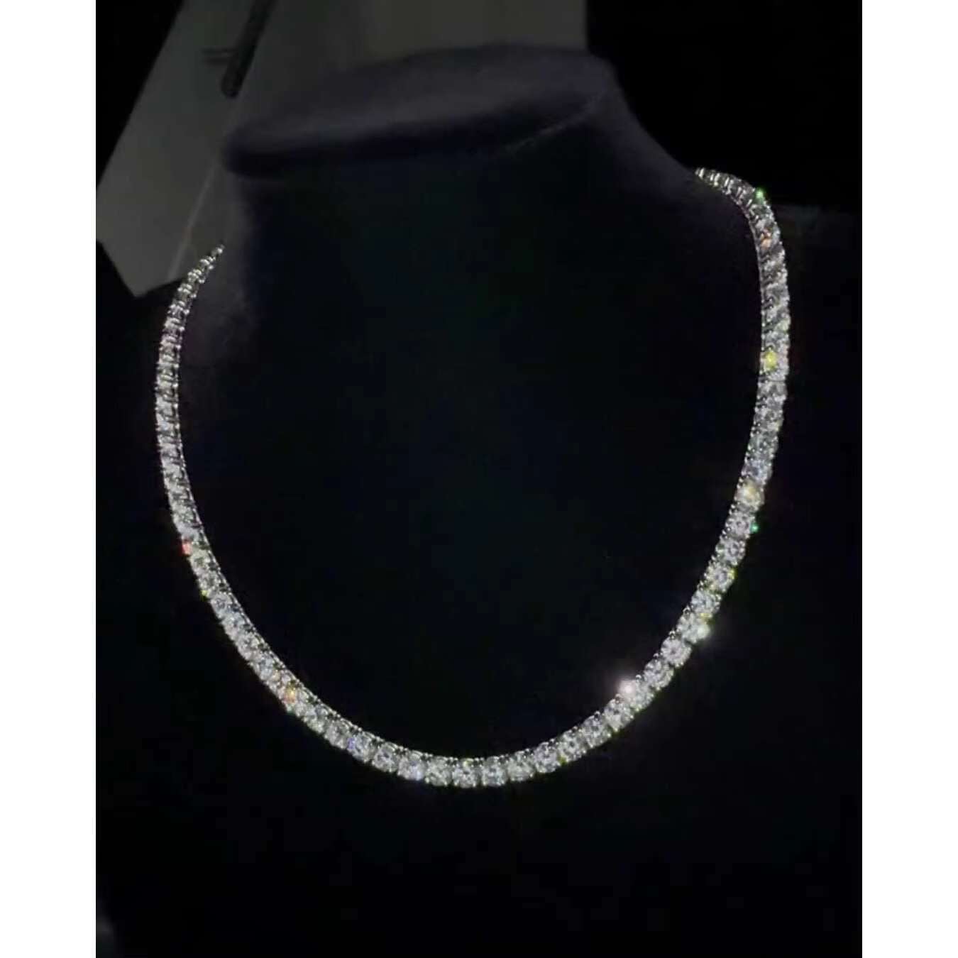 OACOCA 5mm VVS1 Moissanite Diamond Tennis Chain Necklace Iced Out Round Cut Design 925 Silver Passes Diamond Tester Hip Hop Jewelry