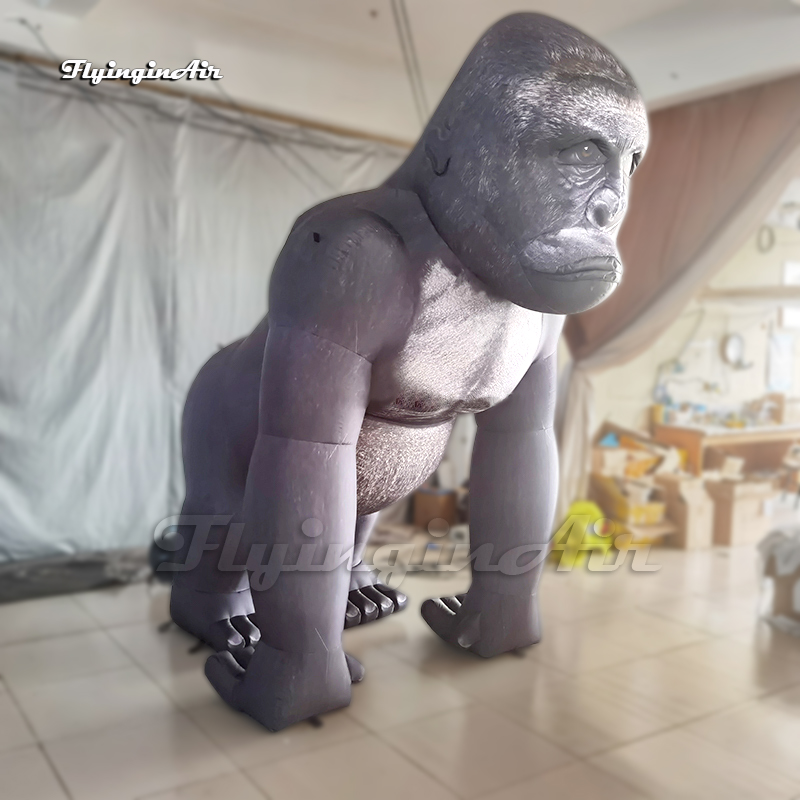 Personalized Grey Giant Inflatable Gorilla Animal Mascot Model 3m/4m Large Air Blow Up Great Ape For Park Decoration
