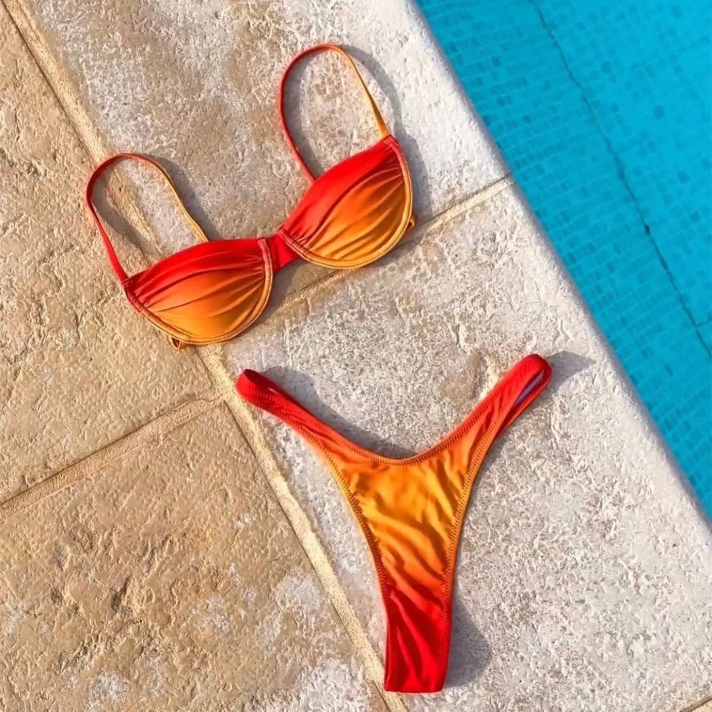 Solid Sexy Brazilian Biquini Micro Bikini Set Crochet Swimsuits Woman 2024 High Cut Swimsuit Push Up Swim Suits Beachwear