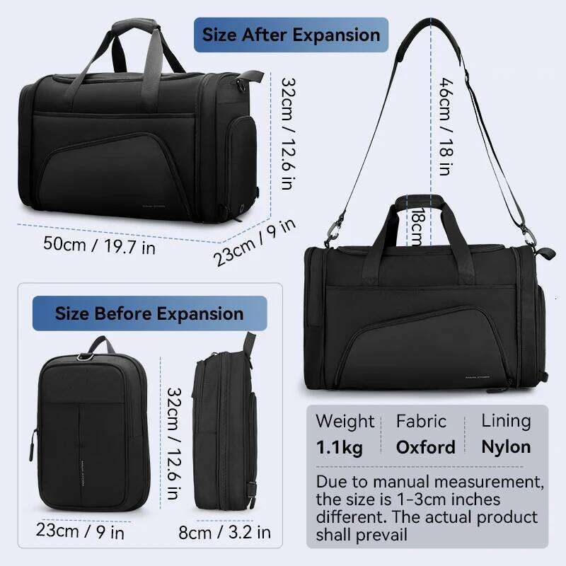 MARK RYDEN Foldable Duffle Bag With Shoes Pouch Large Capacity Gym Bags For Men