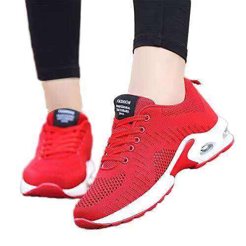 Wholesale Women Round Head Lace-up Flying Woven Casual Sports Running Shoes for Ladies