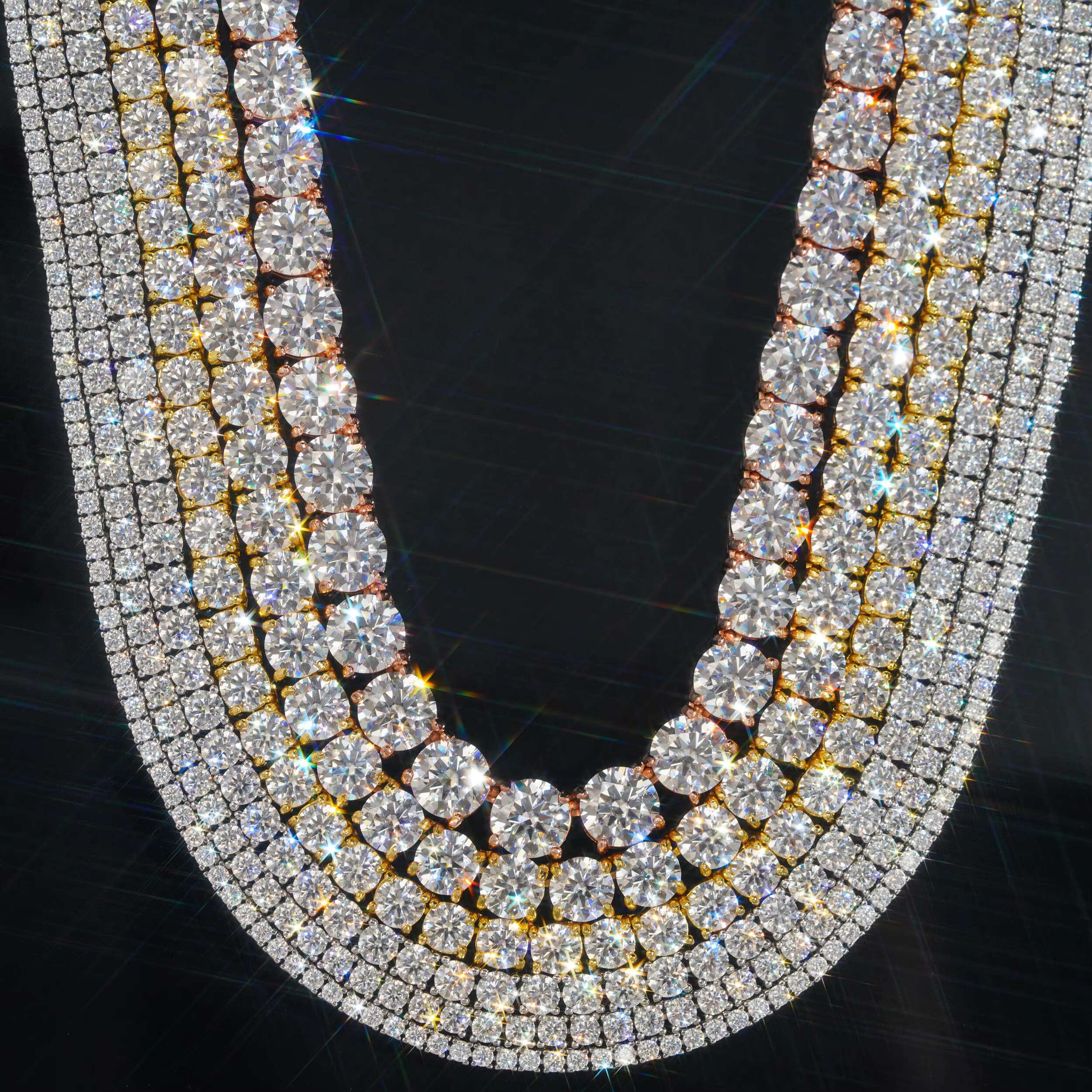 OACOCA Custom S925 Sterling Silver Gra Vvs Moissanite Necklace with 10k 14k Gold Plated Tennis Chain for Men and Women