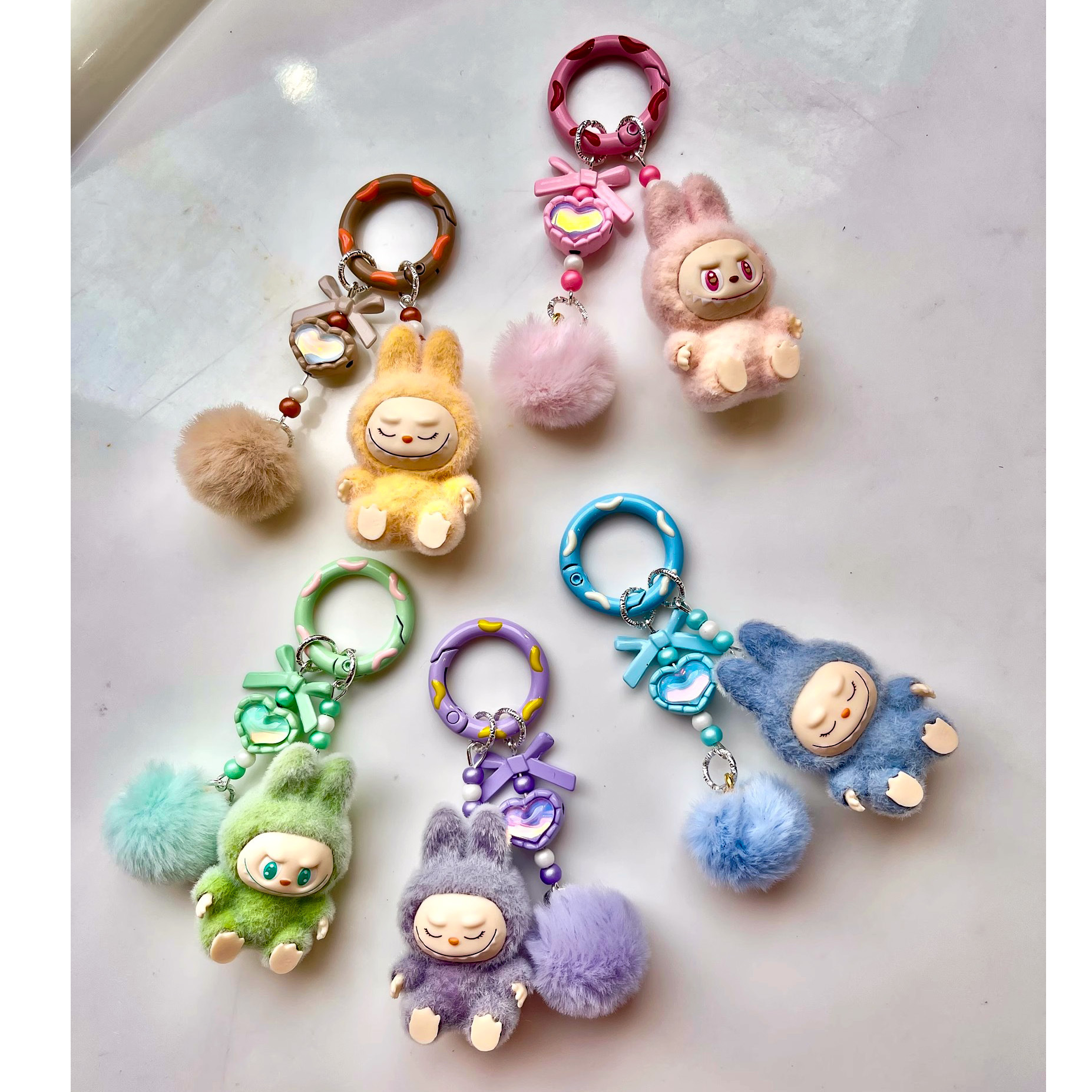 New Labubu plush keychain cartoon creative Keychains Cute Pet Bag For Walking Kids Mobile Phone Pendant Adorable Pendant
