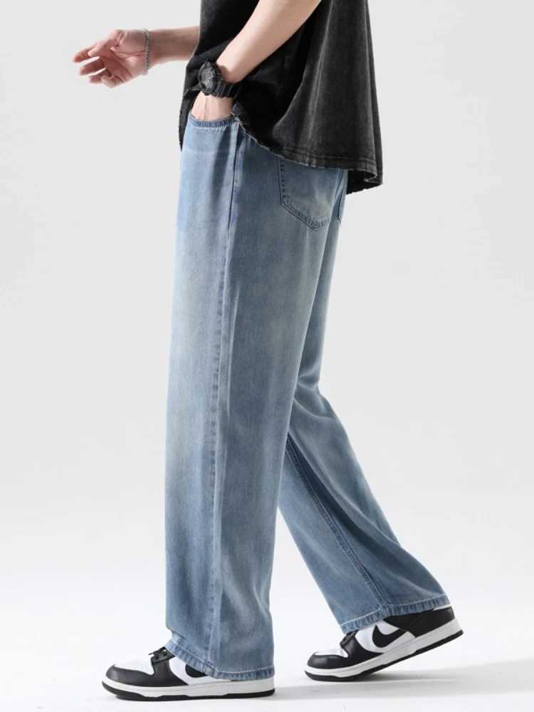 New Vintage Straight Jeans Men Summer Thin Fashion Casual Loose Korean Classic Solid Color Denim Trousers Male Streetwear M250610