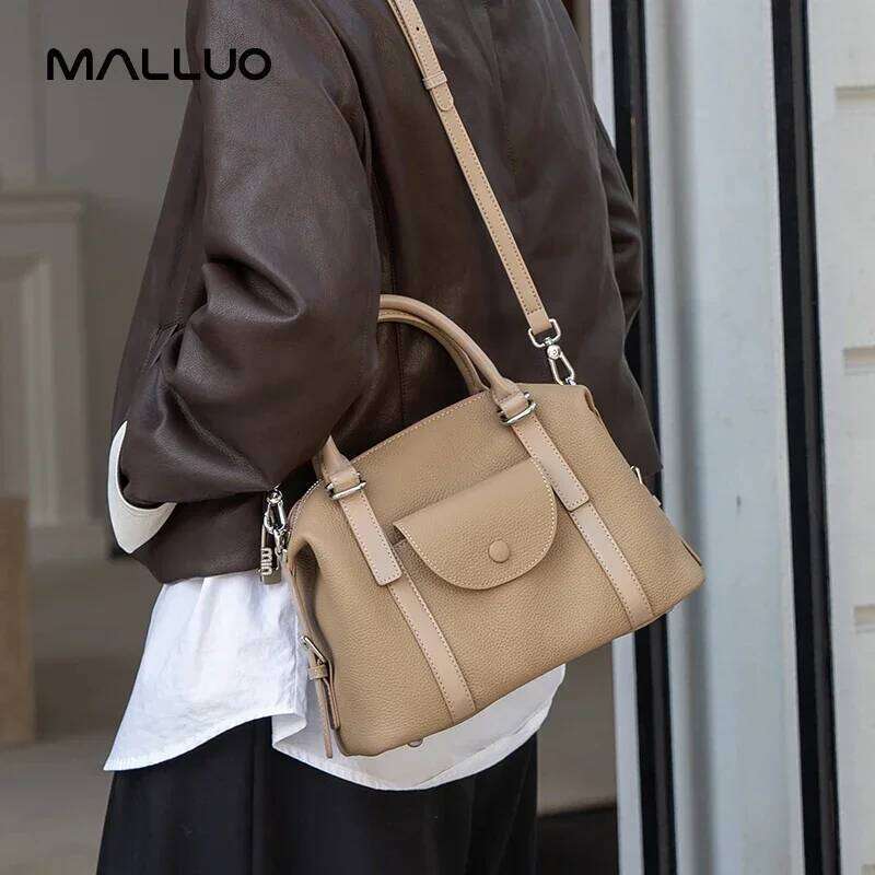 Women's Natural Cow Leather Shoulder Bags Female Fashion Designer Handbag Ladies Commute Retro Cowhide Crossbody Bag Lady