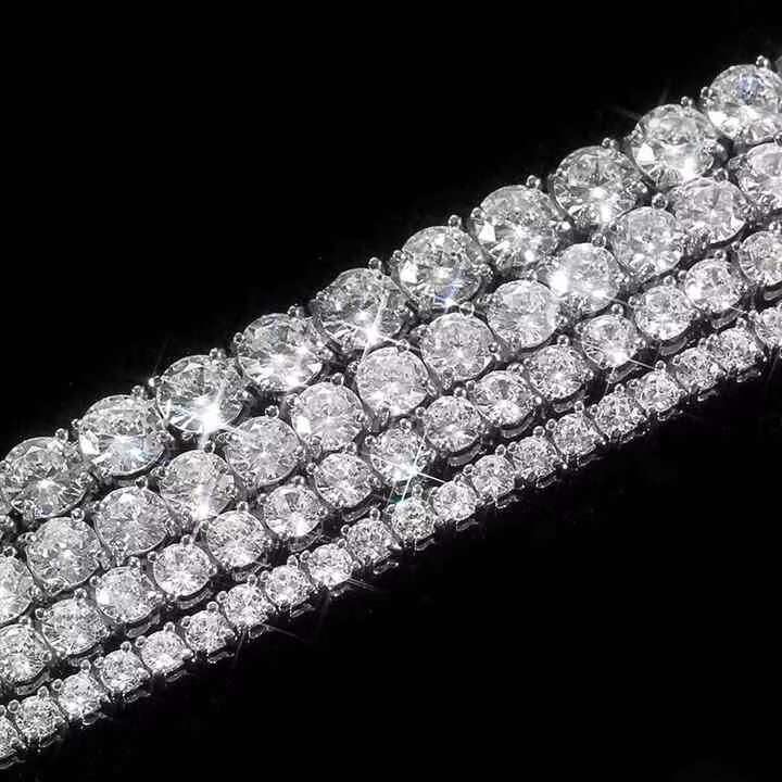 OACOCA Hip Hop Style White Moissanite Tennis Chain 2mm 3mm 4mm 5mm 6.5mm 925 Silver Cuban Link Necklace Custom Design Birthday Gift