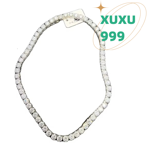 OACOCA Luxury 925 Sterling Silver Tennis Chain VVS Moissanite 5mm 14 Inches Necklace with Diamond Silver Plated Jewelry