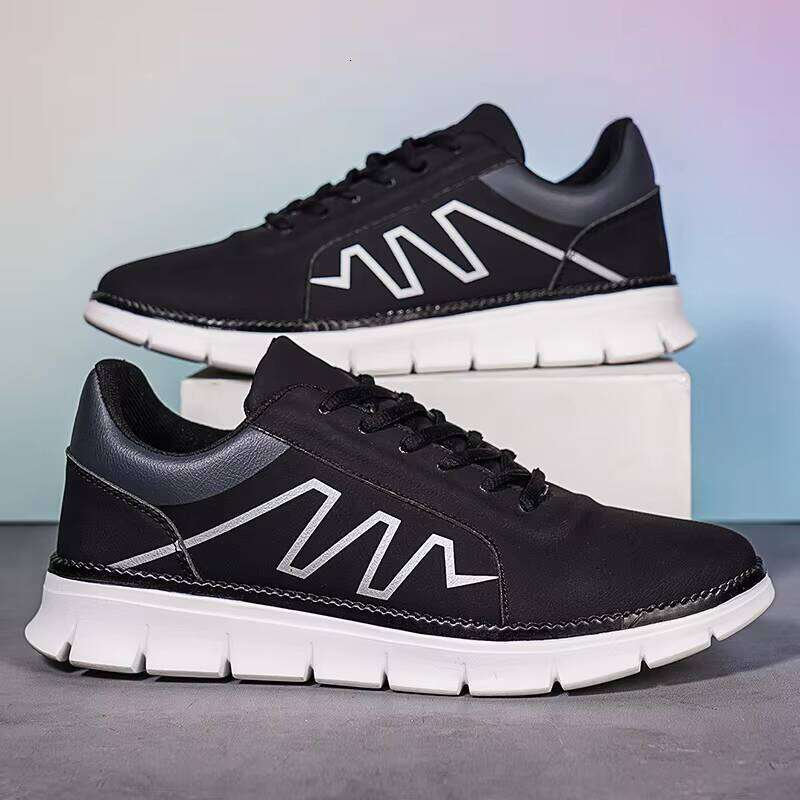 Factory Price Leather Upper Sport Men Sneakers Light Weight Running Shoes