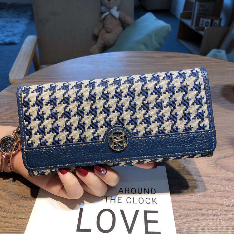 Genuine Leather Long Wallet for Women New Small Niche Design Multi-Card Holder Canvas Coin Purse
