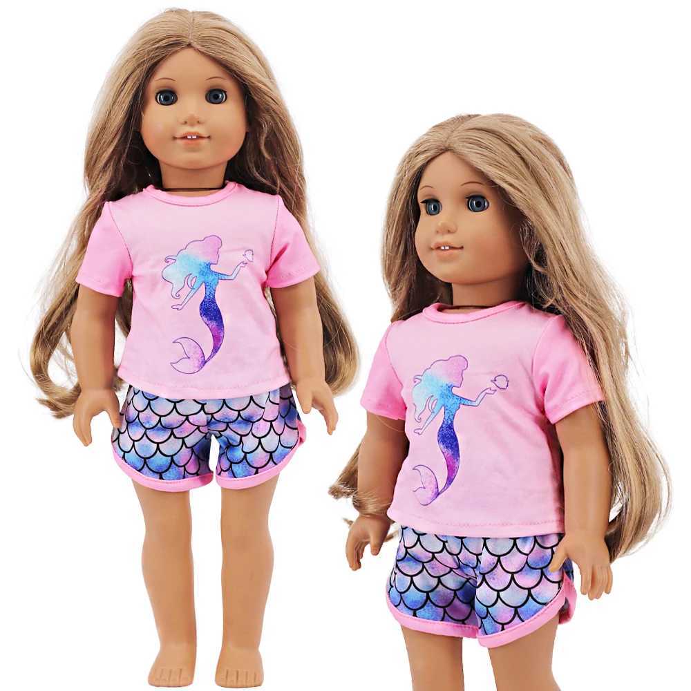Doll Clothes Summer Short Sleeve for 18inch Girls American 43 Cm Baby Reborn Doll Our Generation Accessories Hat T-shirt Toy W250610