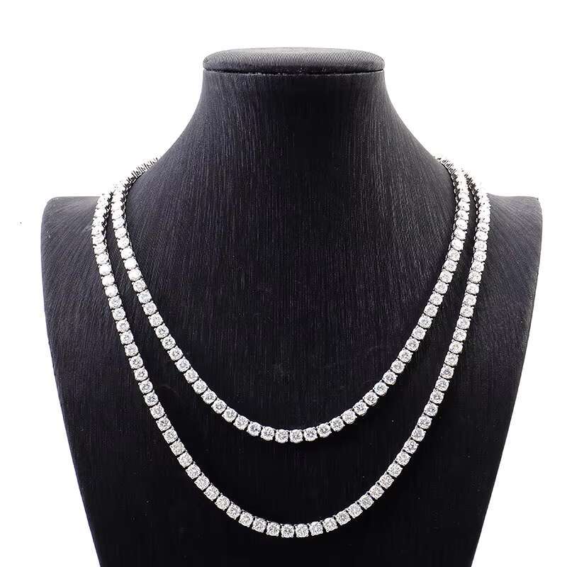 OACOCA Fine Jewelry VVS Moissanite Tennis Necklace 2mm 3mm 4mm 5mm 6mm Round Cut 925 Sterling Silver Single Row Stone GRA Certificate