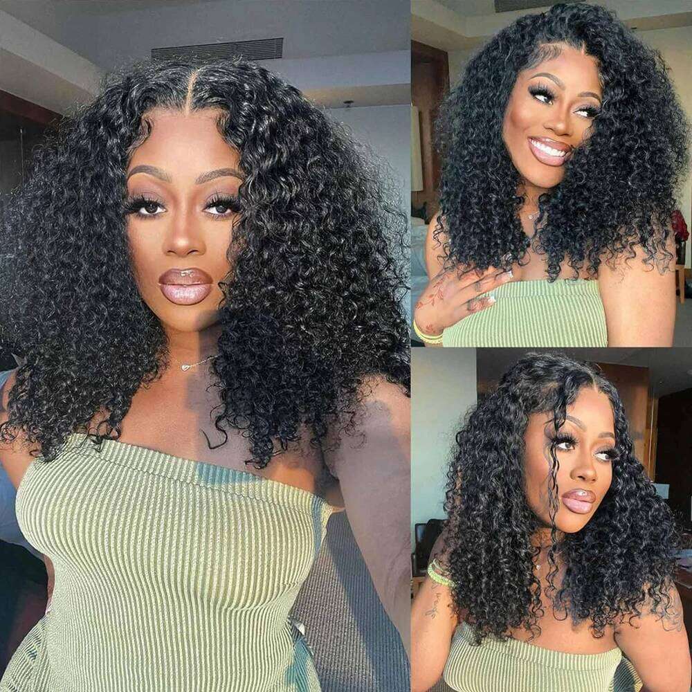 250% Density Short Bob Human Hair 13x4 Front Wigs Glueless Lace Frontal Deep Wave Jerry Curly Wig For Black Women