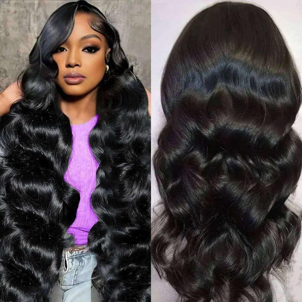 13x6 HD Transparent Body Wave Front Pre Plucked 360 Lace Frontal Human Hair Wigs For Women 5x5 Closure Wig