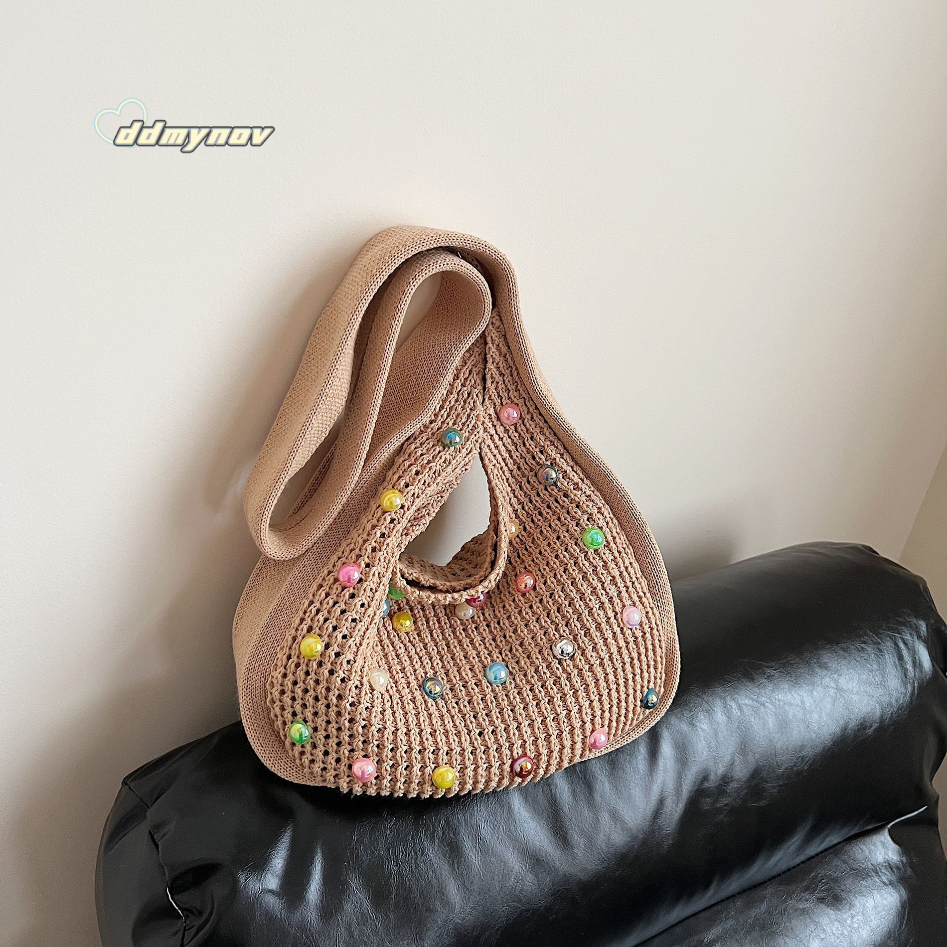 Korean Style Lazy Woven Underarm Pearl Large Capacity HOBO Women's Fashion Fresh Versatile Casual Shoulder Bag ddmynov