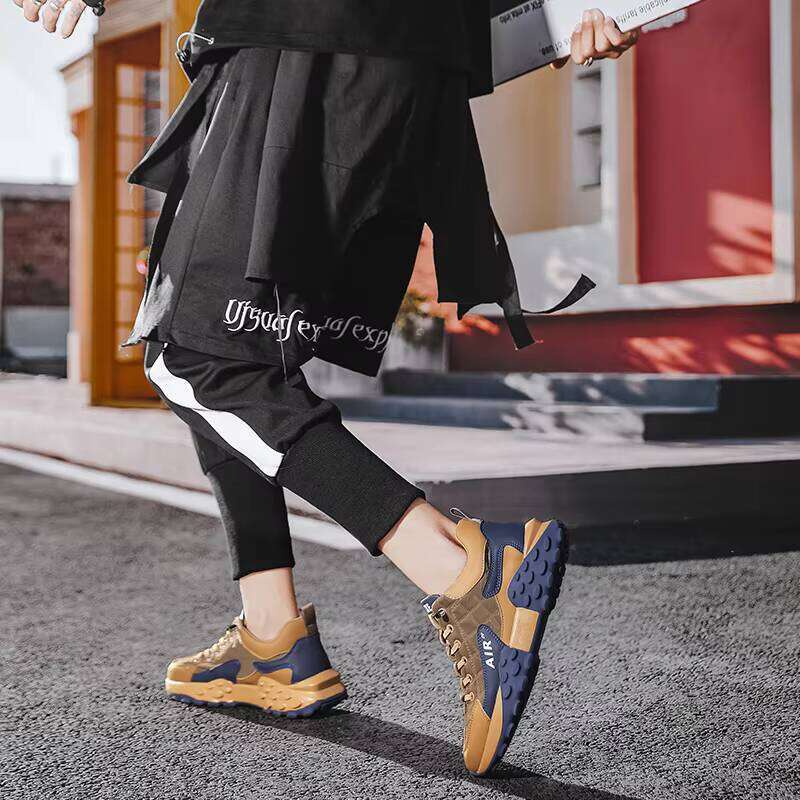 Fashion Knitting Fabric Thick Running Sneakers Light Breathable Large Size Jogging Casual Men Shoes