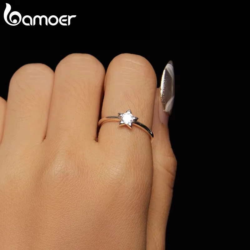 BAMOER luxury rings designer for women 925 sterling silver inlaid VVS1 pass diamond tester moissanite ring for womens engagement wedding ring luxe jew