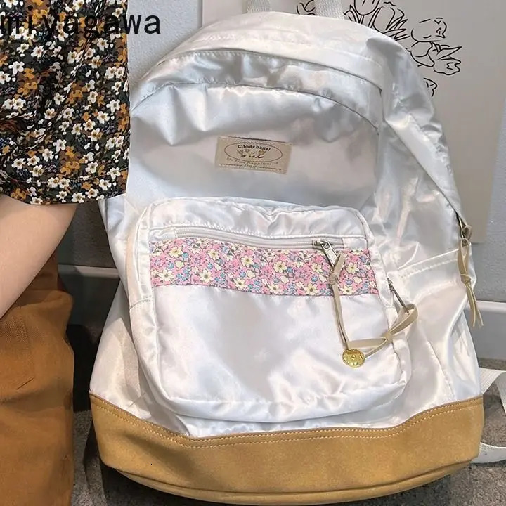 Miyagawa Korean Laser Floral Backpack for Students Japanese High School Versatile Backpack INS Style Backpacks 250606