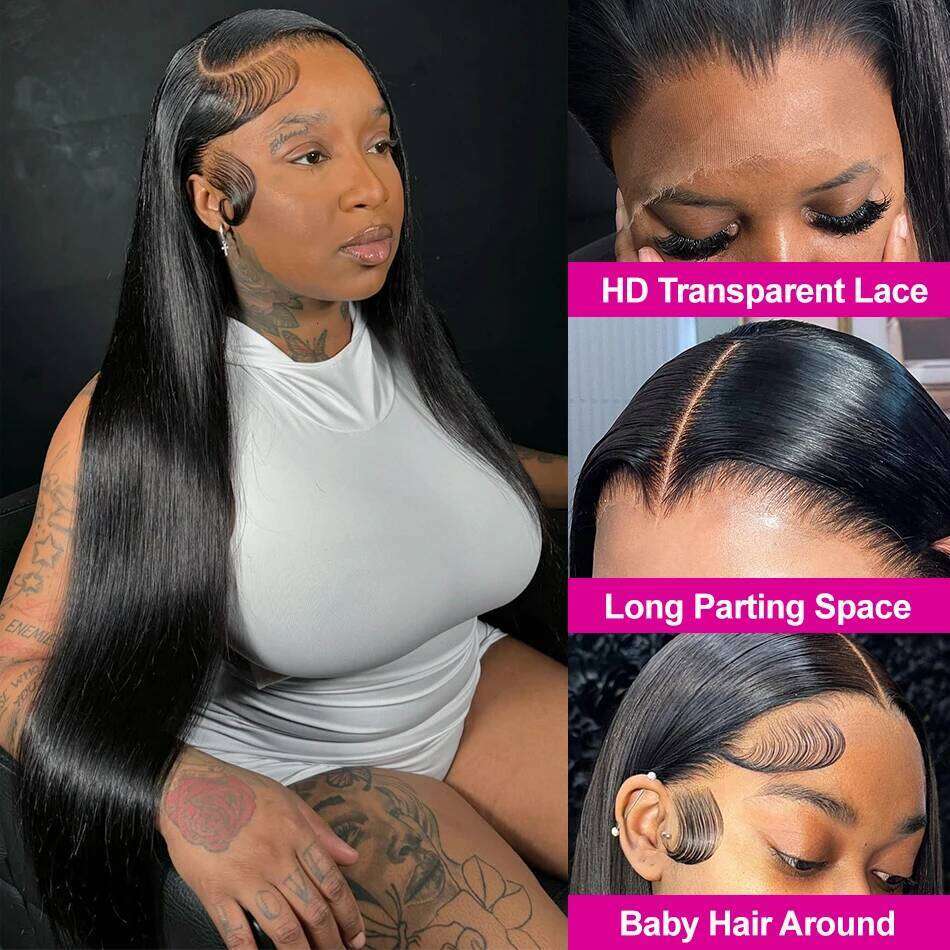 Bone Straight 30 40 Inch Front Wigs Human Hair Brazilian 220 Density 13x4 13x6 HD Lace Frontal 5x5 Glueless Wig For Women