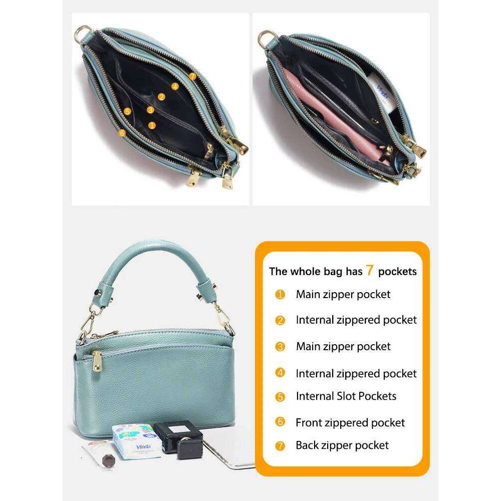Zency Women Blue Red Soft Genuine Zipper Cowhide Leather Shoulder Bag Ladies Crossbody Small Handbag Satchels Sac