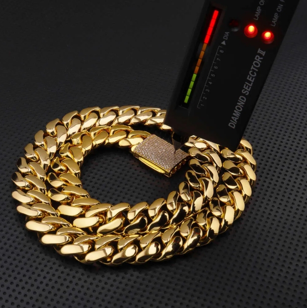Men's Solid Metal Cuban Link Chains with 5A Cubic Zirconia Clasps - Available Sizes: 12mm & 20mm