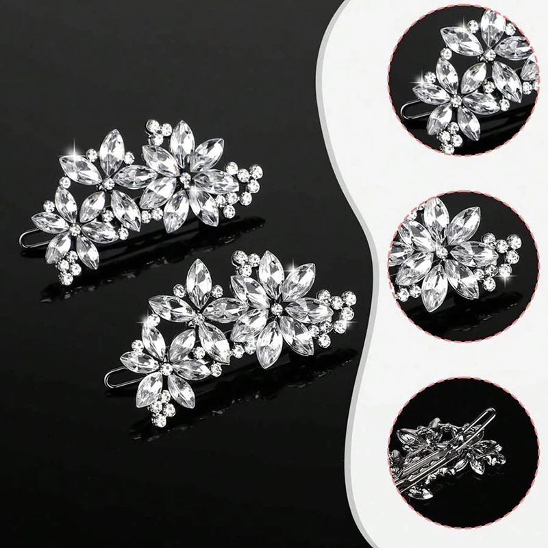 2pc Minimalist Rhinestone Crystal Womens Hair Clip Bride Hair Accessories Banquet Daily Versatile Girls Sweet Jewelry Hair Comb 250610