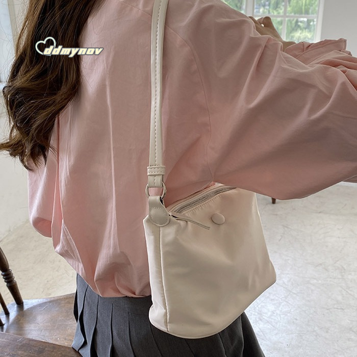 Spring Lightweight Waterproof Nylon Oxford Cloth INS Korean Style Dumpling Shoulder Underarm Small Bag for Women ddmynov